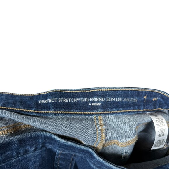 Chico's Blue Floral Embroidered Cropped Jeans - Picture 3 of 6